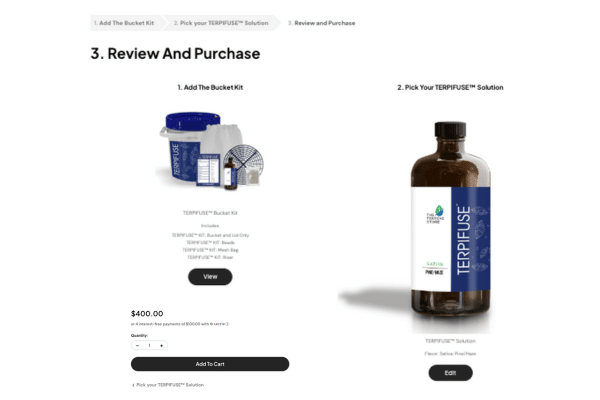 Bucket-based terpene infusion system